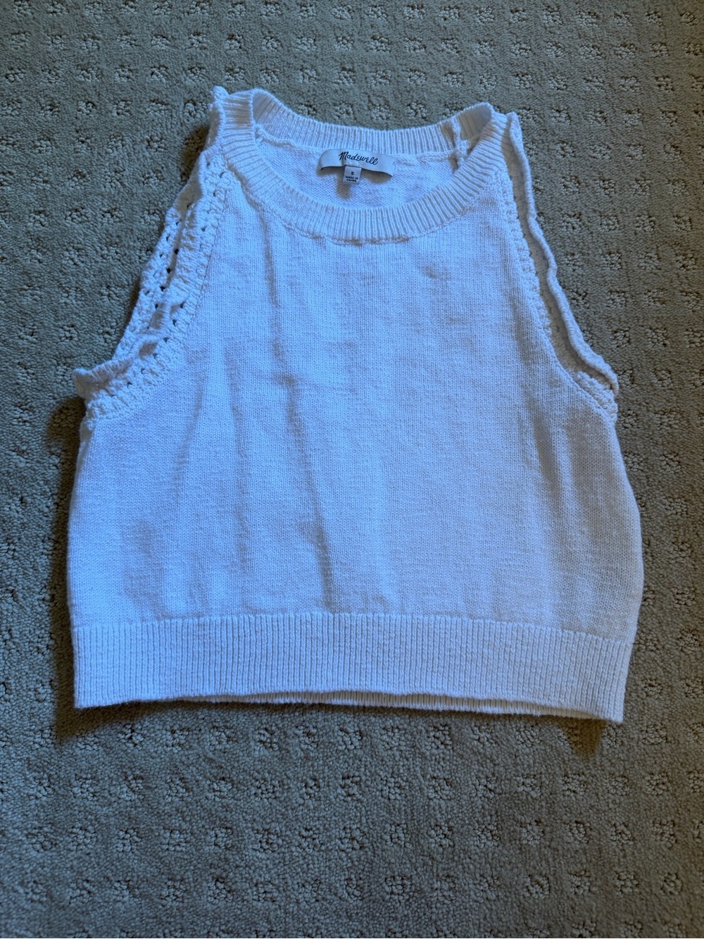 Madewell White Knit Sleeveless Crop Tank